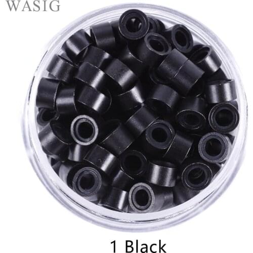 1000pcs 5mm Silicone Lined Micro Rings links beads for I tip hair extension tools 1# black . 9 Colors Optional
