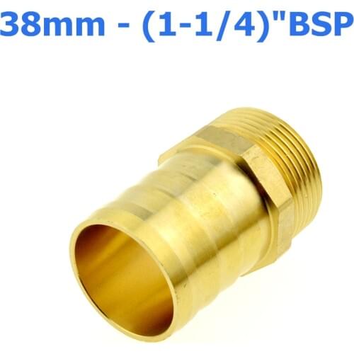 2Pcs 38mm Hose Barb Tail To 1-1/4"PT BSP Male Thread Straight Barbed Brass Connector Joint Copper Pipe Fitting Coupler Adapter