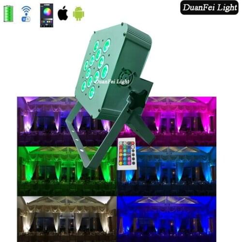 20lot 12*18w led batteired power flat par light rgbwa uv 6in1 colorful white case led par wall washer light