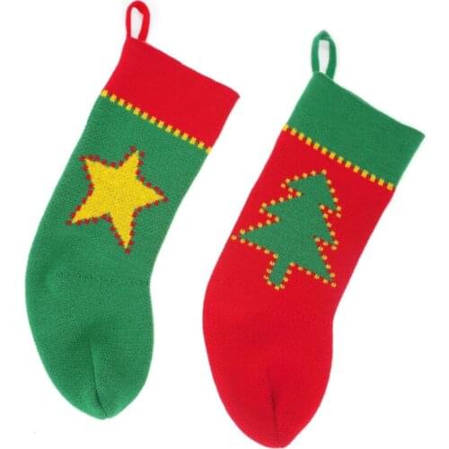 4 Styles Hanging Socks Christmas Ornament Xmas Tree Decor Gift Knitted Stockings Candy Bag