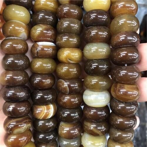 5pcs Brown Khaki Loose Beads Wheel Shape Semi-precious Stone Accessories Make Woman Birthday Christmas Gift Necklace Jewelry