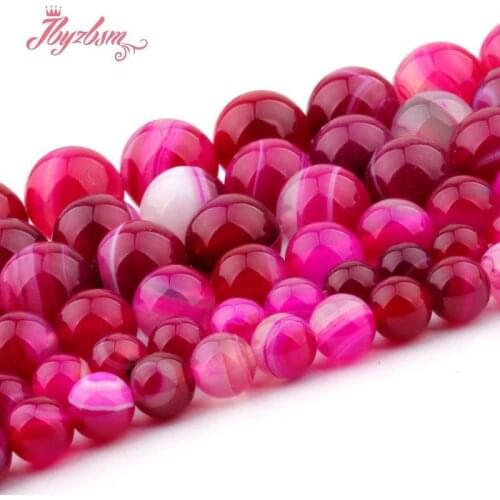 6/8/10/12mm Natural Stripe Agates Smooth Plum Round Bead Ball Stone Beads For DIY Necklace Bracelets Jewelry Making Strand 15"