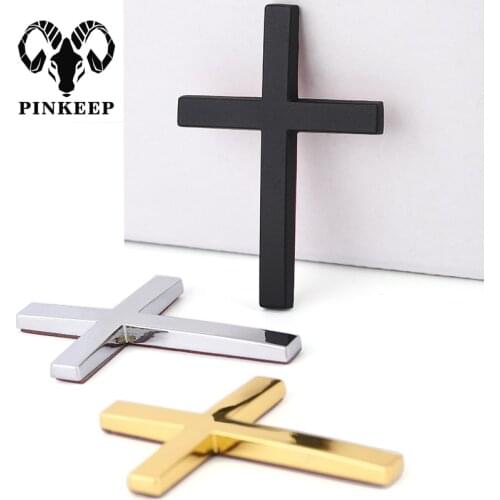Car Styling Car 3D Metal Sticker Christian Cross Auto Body Emblem Badge Decal Car Accessories for BWM Audi Honda Opel Ford 1Pcs