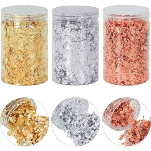 10g Imitation Gold Leaf Flakes Sequins Glitters Confetti for Painting DIY Nail Art Foil Decorative Paper Dessert Cake Decoration