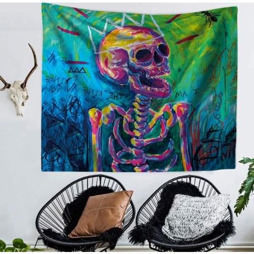 Large Size Cloth Art Wall Hanging Tapestry Picnic Mats Curtain Bed Sheets 7 Models Watercolor Skull Head Halloween Decoration