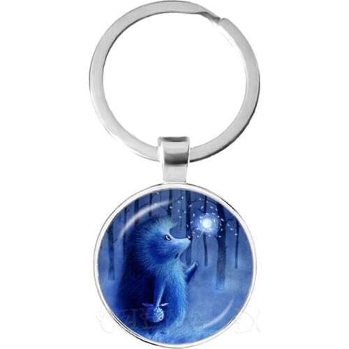 Fashion Hedgehog In The Fog Keychain 25mm Glass Cabochon Dome Hedgehog in the Mist Key Chain Keyring Holder Animal Jewelry Gift