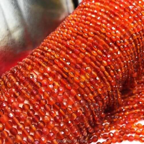 Red agate loose beads faceted coin 3*4mm 14" for DIY jewelry making FPPJ wholesale beads nature gem stone