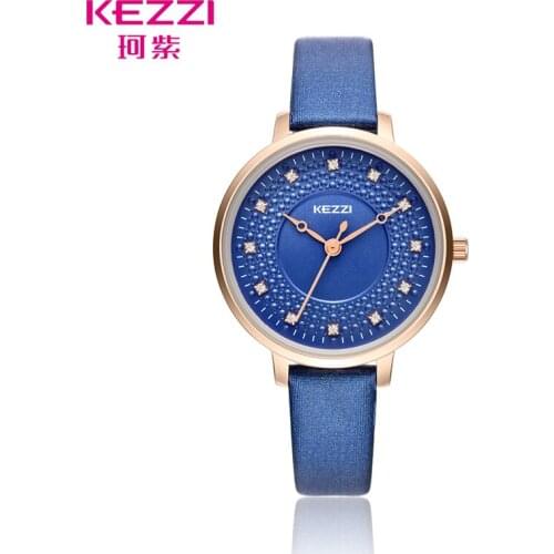 KEZZI Brand New Design Ladies Watches Women Elegant Crystal Quartz Watch Leather Waterproof Wristwatches For Woman Montre Femme