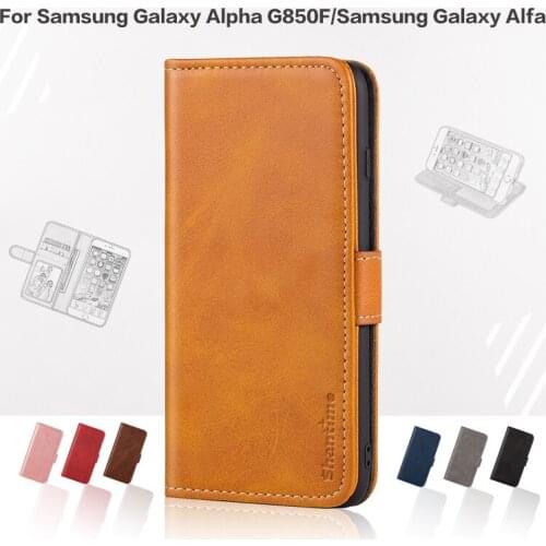 Flip Cover For Samsung Galaxy Alpha G850F Case Leather Luxury With Magnet Wallet Case For Samsung Galaxy Alfa Phone Cover