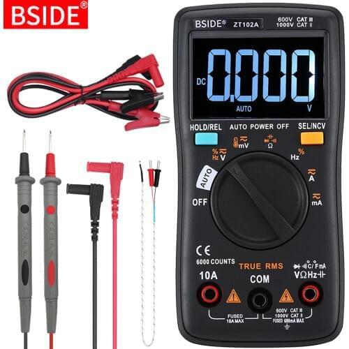 Digital Multimeter BSIDE ZT102 102A True RMS Auto Range Multimetro Voltmeter Ammeter Capacitance Temperature Ohm HZ NCV Tester