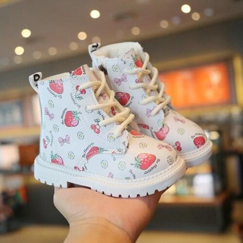 CAPSELLA KIDS 1-6 Years Boots Shoes Strawberry Boys Girls Martin Boots Children Fashion Brand Soft Leather Warm Boots Size 21-30