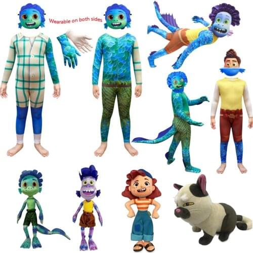 Disney Funny Kids New Movie Luca Cosplay Costume Set Fish Monster Boys Halloween Bodysuit Fancy Children Performance Costumes