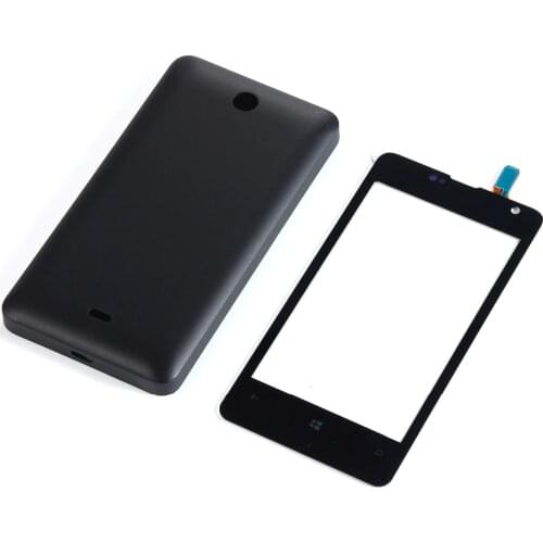 For Microsoft Nokia Lumia 430 N430 Touch Screen Digitizer Panel Glass+Housing Battery Door Back Cover+Sticker Glue