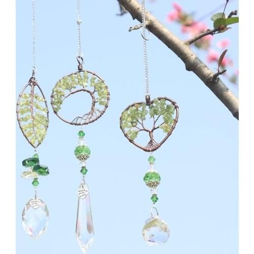 Crystal Pendant Colorful Beads Hanging Drop for Outdoor Indoor Garden Window Wedding Curtain Chandelier DIY Decorations Green