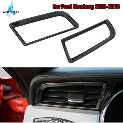 Left + Right Dash Board Air Vent Outlet Cover Trim Frame Ring For Ford Mustang 2015 - 2018 Dashboard Sticker Decor Carbon Black