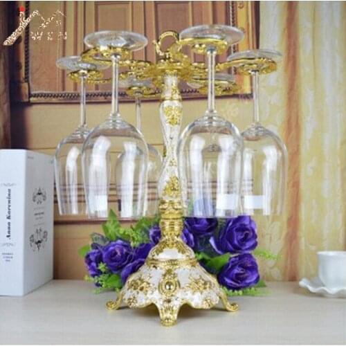 Fashion single layer gold plated metal red wine cup holder goblet rack Champagne Glasses Rack