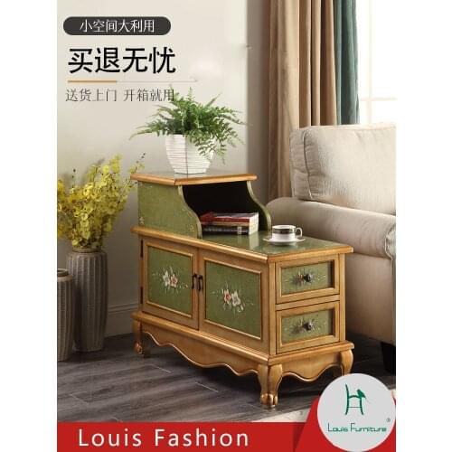 Louis fashion Coffee Tables Side cabinet solid wood living room multi-function simple in Nordic movable side corner