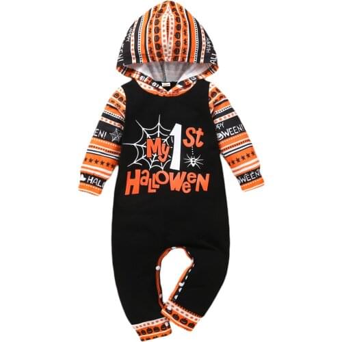 My 1st Halloween Newborn Baby Boy Girl Long Sleeve Hooded Romper Jumpsuit Playsuit Outfits Baby Clothes
