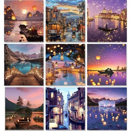 GATYZTORY Night Sceney DIY Oil Painting Paint by Number Kit Painting for Adults Kids Arts Craft for Home Wall Decor 50x65cm