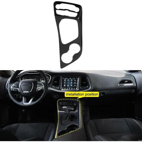 Rear Carbon Fiber Gear Shift Box Panel Cover Trim For Dodge Challenger 2015-2019