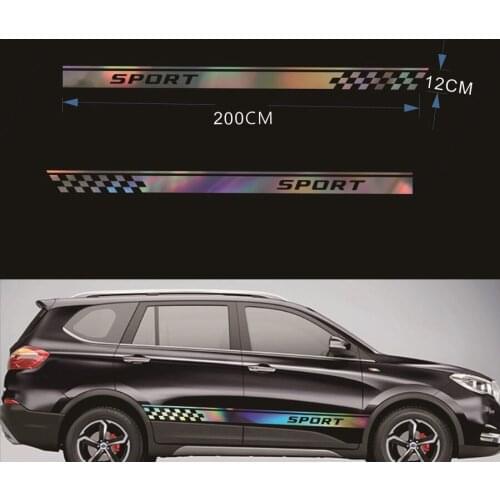 1 Pair Car Colorful Laser Reflective Graphics Body Both Side Vinyl Decal Sticker Sports Racing Race Stripe Decals