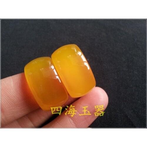 Natural yellow chalcedony wide jade ring Fine Jewelry>>Rings free shipping