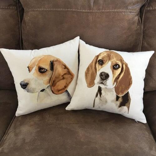 Colorful Cute Cartoon Pet Dog Pillow Cases Animal Beagle for Children Living Room Sofa Home Car Decoration Pillow Cover 45*45cm