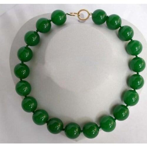 Stunning big 20mm round green crude beads necklace 18 INCH