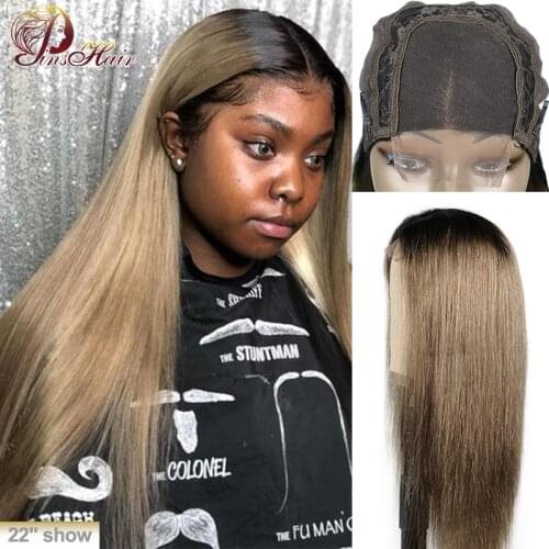 Straight Ombre Lace Front Human Hair Wig Grey Remy Colored 4*4 Lace Front Wig Blonde Human Hair Wig Pinshair Peruvian Wig 130