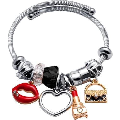 Adjustable Open Stainless Steel Bracelet Bangles Little Heart-shaped Cuff Bracelet For Women Jewelry Gift For Girls