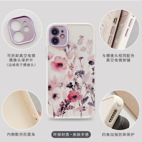 Luxury Flower Phone Case For iPhone 11 12 Pro Max X XR XS Max 7 8 Plus Mini Soft TPU Shockproof Back Cover Coque