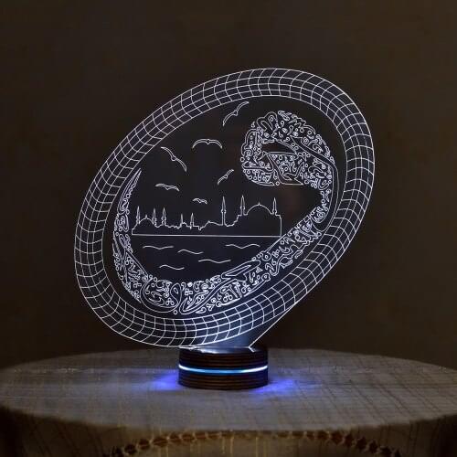LED Night Lamp 3D Illusion Table Lamp For Home Decorative Light Woah Letter Arabic Islamic Design