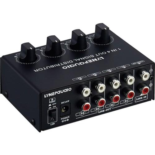 Signal Amplifier Allocator 1 in-4 out-front Stereo independent output volume adjustment RCA interface no loss