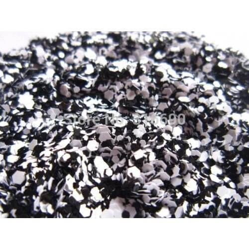 Solvent Resistant Glitter Mix Black and White for nail art,DIY nail polish