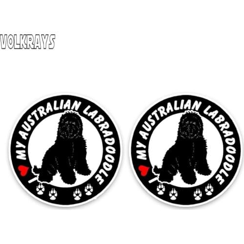 Volkrays 2 X Personality Car Sticker I Love My Australian Labradoodle Dog Accessories Reflective Waterproof PVC Decal,12cm*12cm