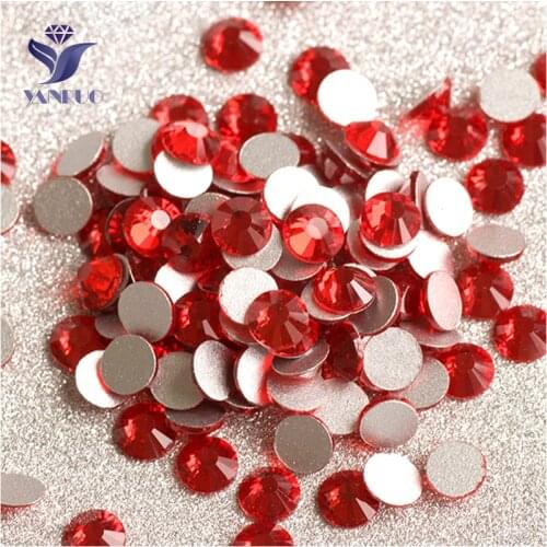 YANRUO 2058NoHF SS20 Light Siam 1440Pcs Crystal Stone Non Hotfix Glue On Strass Flat Back DIY Rhinestone For Nails