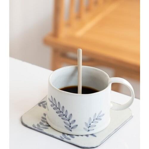 Japanese style handmade rough pottery coffee cup saucer dish creative water milk breakfast mug gift set