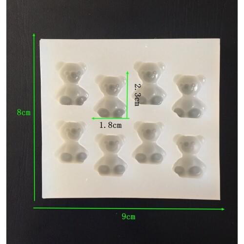 Mirror DIY drops gel Mini pups mold cute cartoon animal bear silicone mold chocolate handmade soap mold WMJ-928