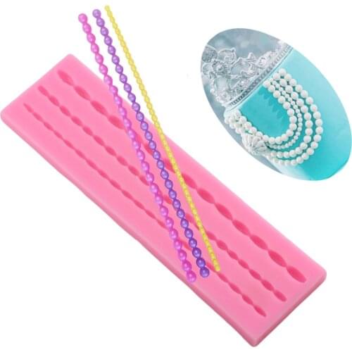 Pearl Zipper Cake Pearl Sugar Paste Bead Chocloate Silicone Mold Bead Chain Silicone Fondant Mould Clay Border Craft Mould
