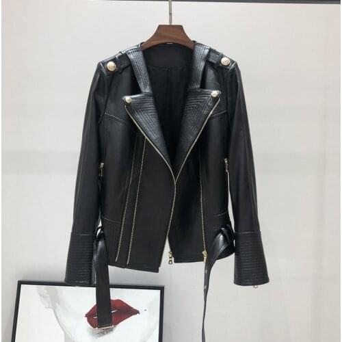 Woman Coats 100% Natural Sheepskin Leather 2019 Fashion Sheepskin Leather Female Jackets