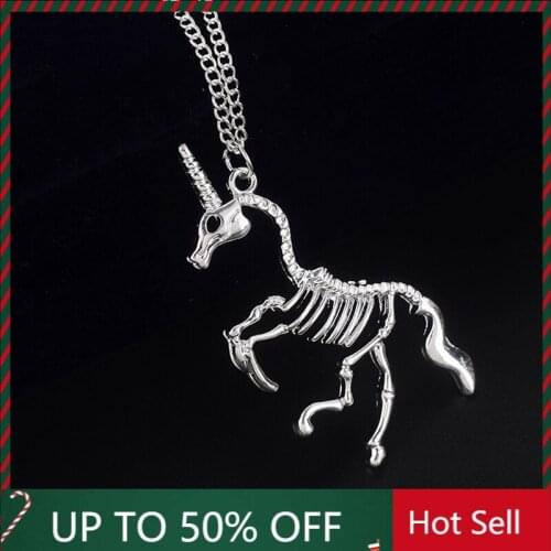 1/2/3/4Pcs 2021 Hyperbole Dinosaur Skeleton Pendants & Necklaces Women Personality Punk Alloy Unicorns Necklace Fashion Jewelry