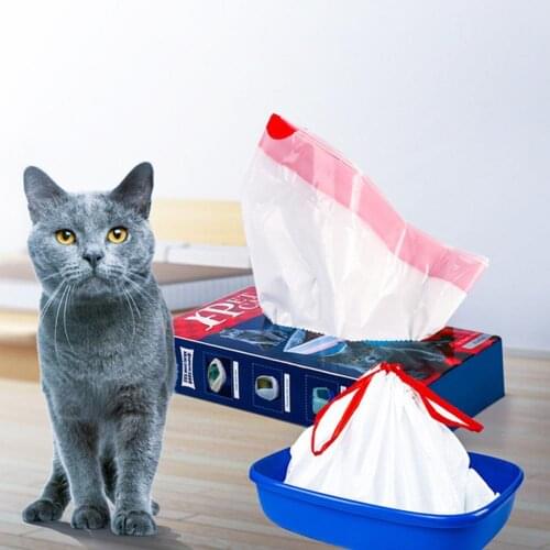 10Pcs Disposable Cat Kitten Litter Box Liner Bag Drawstring Pouch Pet Supplies