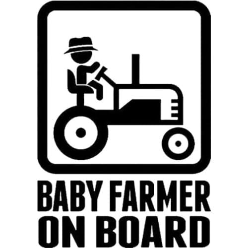 12.7*18CM BABY FARMER ON BOARD Vinyl Decal Creative Cartoon Warning Car Sticker C1-4007