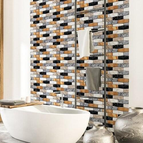 1Pc 3D Self-adhesive Waterproof Brick Shape Wall Sticker Bathroom Home Decoration