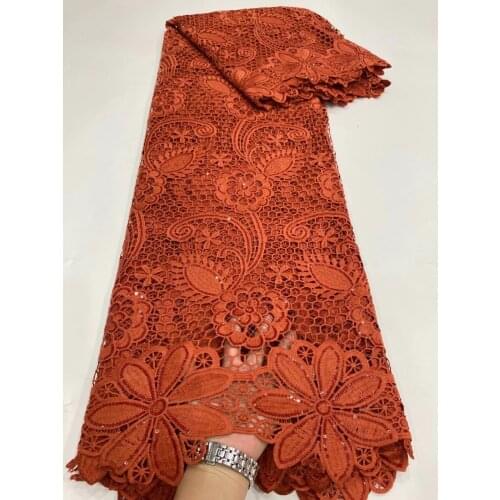 5yards/pc) Newest Africa silk milk water soluble lace soft cord lace fabric with beautiful design and sequins embroidery WZZ030