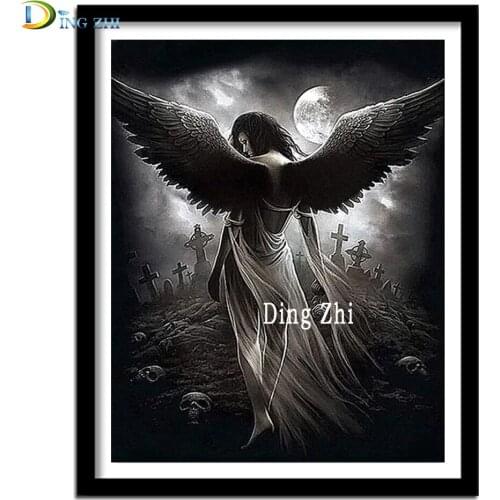 Diamond Painting Fallen Angel,Cemetery Skull Embroidery Diamond Mosaic Full Square/Round Home Decor Wall Stickers Cross Stitch