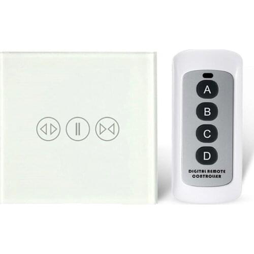 AOYAN EU Type Wireless Smart Curtain Wall Switch ,Crystal Glass Panel RF Switch,AC110-240V,with Remote Controller, Light Switch