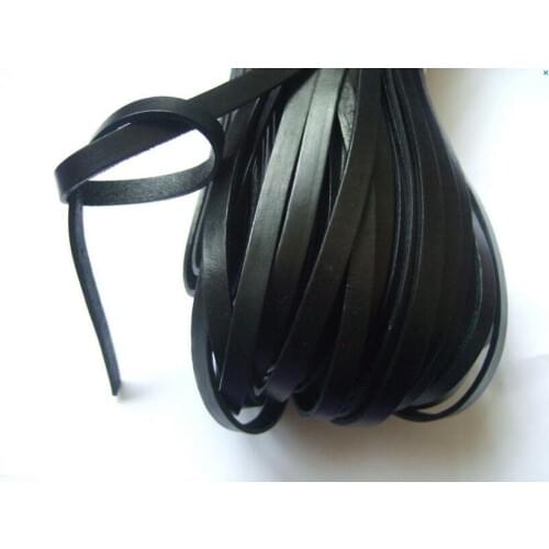 Free shipping 100ms 7mm black Real Flat Leather Cord Bracelet Genuine Leather Cord, Jewerly Leather String Cord