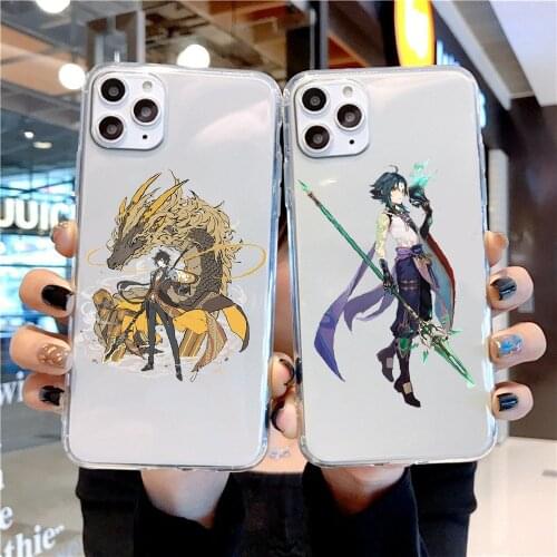 Genshin Impact xiao Zhong Li Diluc Phone Case For iphone 5 5s se 2 6 6s 7 8 12 mini plus X XS XR 11 PRO MAX transparent art