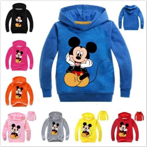 2019 Children Cartoon Mickey Print T Shirt Baby Boy Clothes Girl Long Sleeve T-Shirt Kid Hooded Tops Tee Baby Costume Sweatshirt